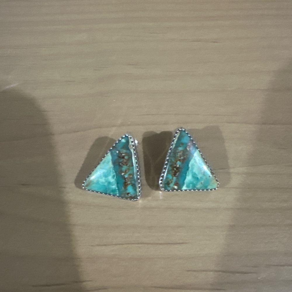 Real turqouise and sterling silver earrings